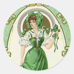 Vintage St. Patrick's Day, My Pretty Irish Colleen Runder Aufkleber