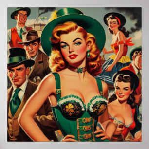 Vintage St. Patrick's Day Pin-Up Poster