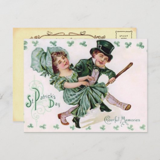 Vintage St. Patrick's Day Postkarte (Vorne/Hinten)