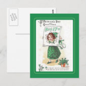 Vintage St. Patrick's Day Postkarte (Vorne/Hinten)