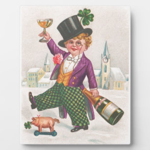 Vintage St Patricks Day Shamrock Champagne Fotoplatte