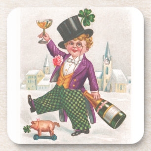 Vintage St. Patricks Day Shamrock Champagner Getränkeuntersetzer