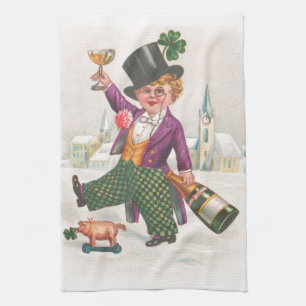 Vintage St. Patricks Day Shamrock Champagner Küchentuch