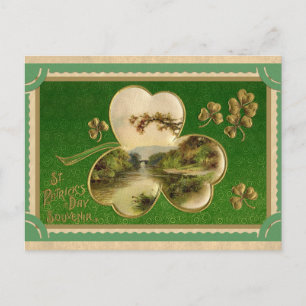 Vintage St. Patrick's Day Shamrock Irland Landscha Postkarte