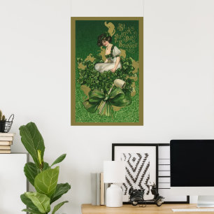 Vintage-St.-Patricks-Day-Souvenir, Irische Maid Poster