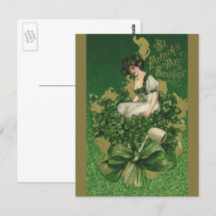 Vintage St. Patrick's Day Souvenir, Irische Maid Postkarte