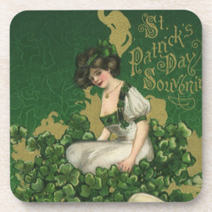 Vintage-St.-Patrick's-Day-Souvenir, Irische Maid Untersetzer