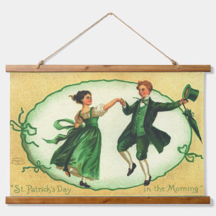 Vintage St. Patricks Day Tanz Irish Spring Feierta Wandteppich Mit Holzrahmen