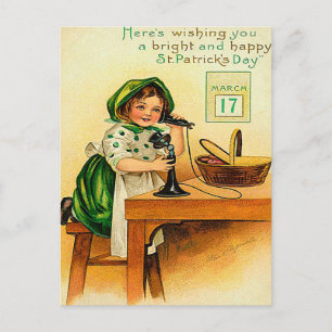 Vintage St. Patrick's Day Wünsche Postkarte