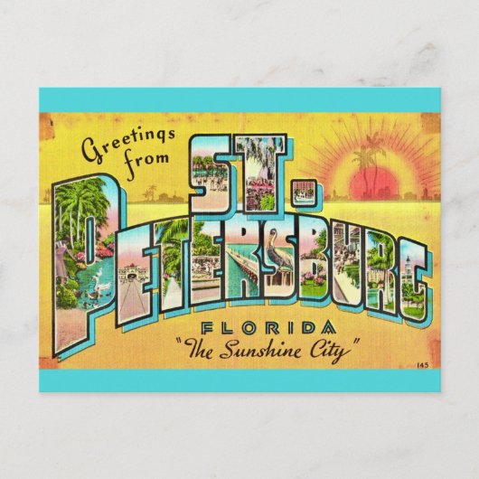 Vintage St Petersburg Florida Postkarte (Vorderseite)