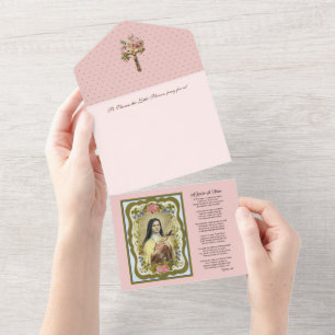 Vintage St. Therese Jesus religiöse Schrift All In One Einladung