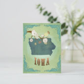 Vintage Staats-Karte Iowas - Grün Postkarte (Stehend Vorderseite)