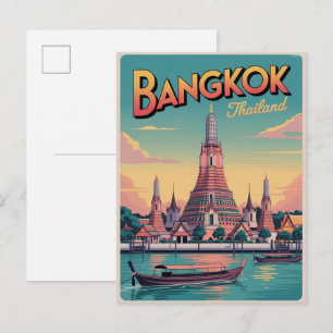 vintage Stadt Bangkok Wat Aru Thailand Reise Gesch Postkarte