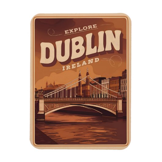 Vintage Stadt Dublin, Irland Magnet (Vertikal)