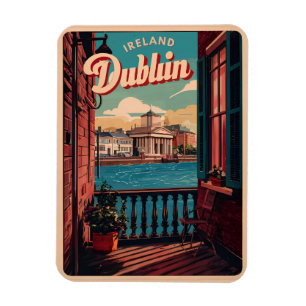 Vintage Stadt Dublin, Irland Magnet