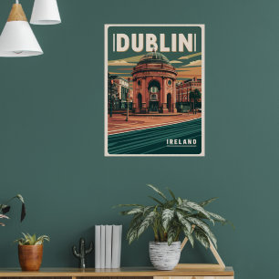 Vintage Stadt Dublin, Irland Poster