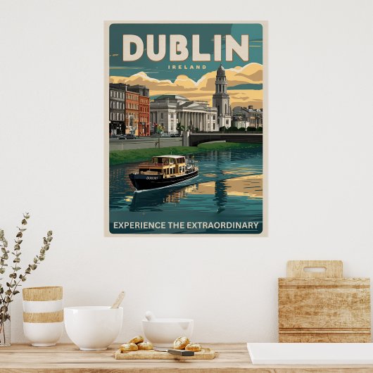 Vintage Stadt Dublin, Irland Poster (Küche)