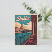 Vintage Stadt Dublin, Irland Postkarte (Stehend Vorderseite)