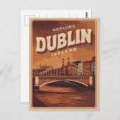 Vintage Stadt Dublin, Irland Postkarte (Vorne/Hinten)
