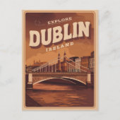 Vintage Stadt Dublin, Irland Postkarte (Vorderseite)