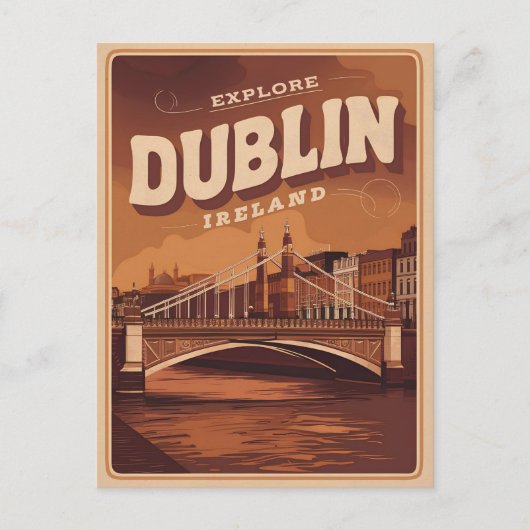 Vintage Stadt Dublin, Irland Postkarte (Vorderseite)