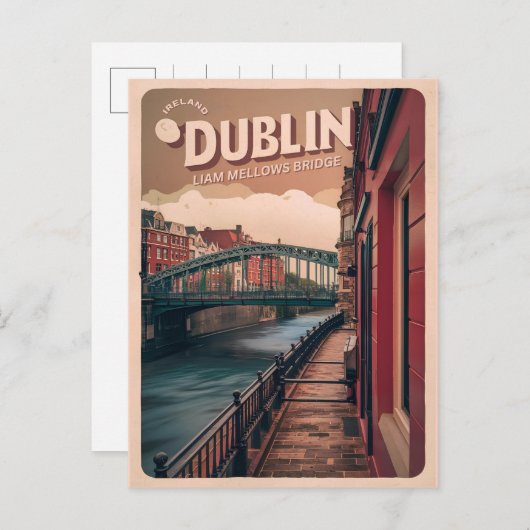 Vintage Stadt Dublin, Irland Postkarte (Vorne/Hinten)