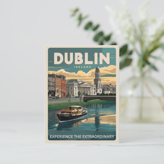 Vintage Stadt Dublin, Irland Postkarte (Stehend Vorderseite)