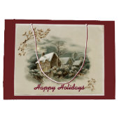 Vintage Stadt im Winter Große Geschenktüte (Rückseite)