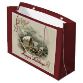 Vintage Stadt im Winter Große Geschenktüte (Rückseite Schrägansicht)