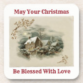 Vintage Stadt im Winter Untersetzer (Vorderseite)