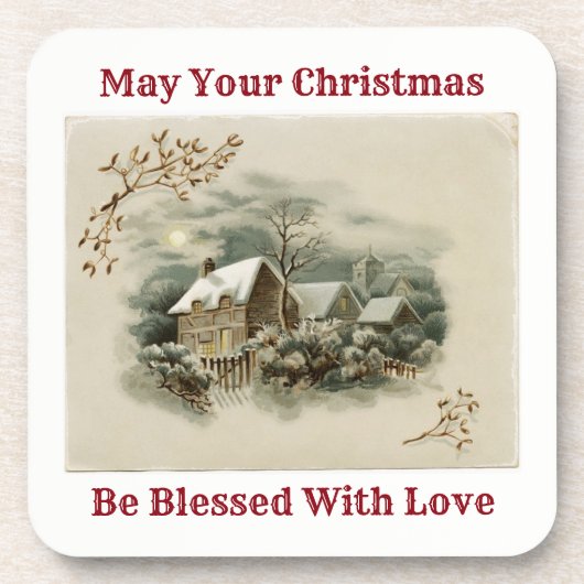 Vintage Stadt im Winter Untersetzer (Vorderseite)