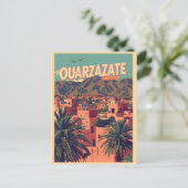 Vintage Stadt Kasbah Ouarzazate Sahara Wüste Marok Postkarte (Stehend Vorderseite)