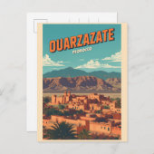 Vintage Stadt Kasbah Ouarzazate Sahara Wüste Marok Postkarte (Vorne/Hinten)