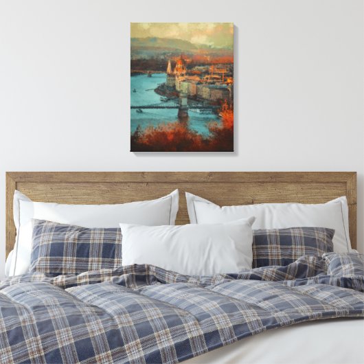 Vintage Stadt Leinwanddruck (Insitu (Schlafzimmer))