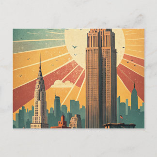 Vintage Stadt-Skyline-Reiseposter-Druck Postkarte