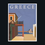 Vintage Stadt Thessaloniki Griechenland Berufung S Postkarte<br><div class="desc">Vintag,  Retro,  Reisen,  modern,  Aquarell,  Classic,  Thessaloniki,  Stadt,  Griechenland, </div>