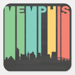 Vintage Stadtansicht von Memphis Quadratischer Aufkleber