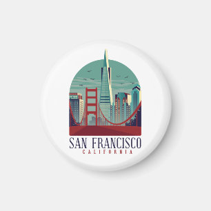 Vintage-Stadtansicht von San Francisco Magnet
