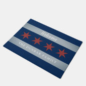 Vintage Stadtflagge und Familienname von Chicago Fußmatte (Schrägansicht)