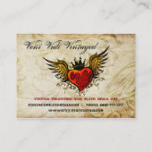 Vintage städtische Tätowierung Winged Visitenkarte (Rückseite)