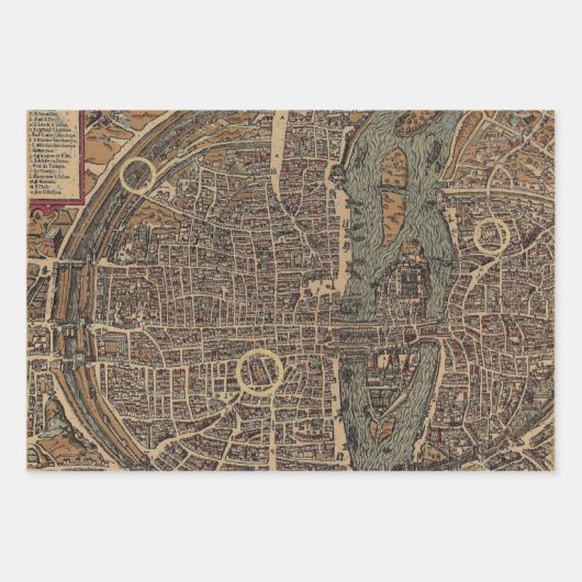Vintage Stadtkarte Geschenkpapier Set (Vorderseite)