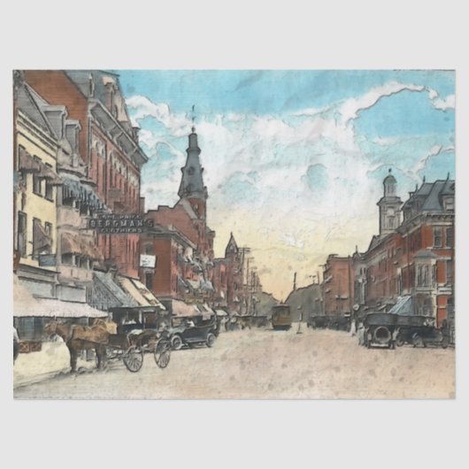 Vintage Stadtmitte Ohio Dekoupage Tissue Paper Seidenpapier (Vorderseite)