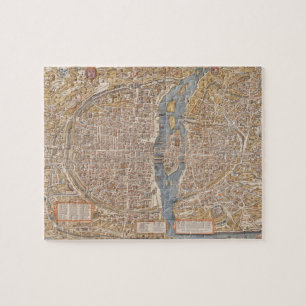 Vintage Stadtplan von Paris, 1550 Puzzle
