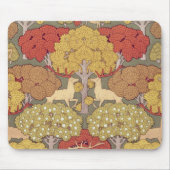 Vintage Stag Hirsch Wald Salbei Grün Muster Mousepad (Vorne)