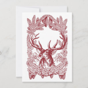 Vintage Stag Weihnachtskarte mit Umschlag Feiertagskarte