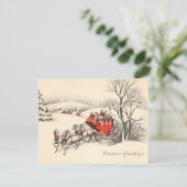 Vintage Stagecoach-Flachkarte Feiertagskarte (Stehend Vorderseite)