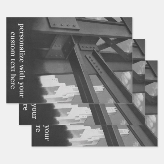 Vintage Stahlbauarchitektur Wolkenkratzer Geschenkpapier Set (Set)