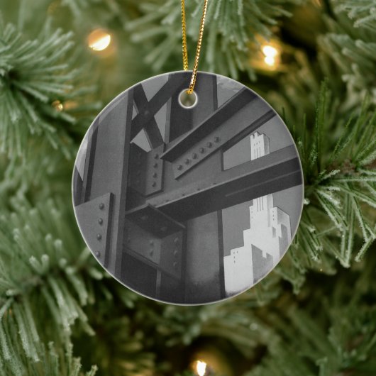 Vintage Stahlbauarchitektur Wolkenkratzer Keramikornament (Baum)