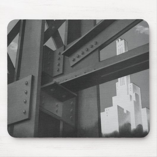 Vintage Stahlbauarchitektur Wolkenkratzer Mousepad (Vorne)