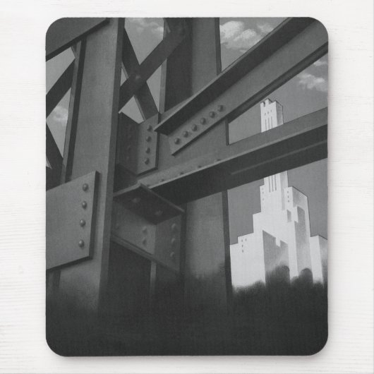 Vintage Stahlbauarchitektur Wolkenkratzer Mousepad (Vorne)